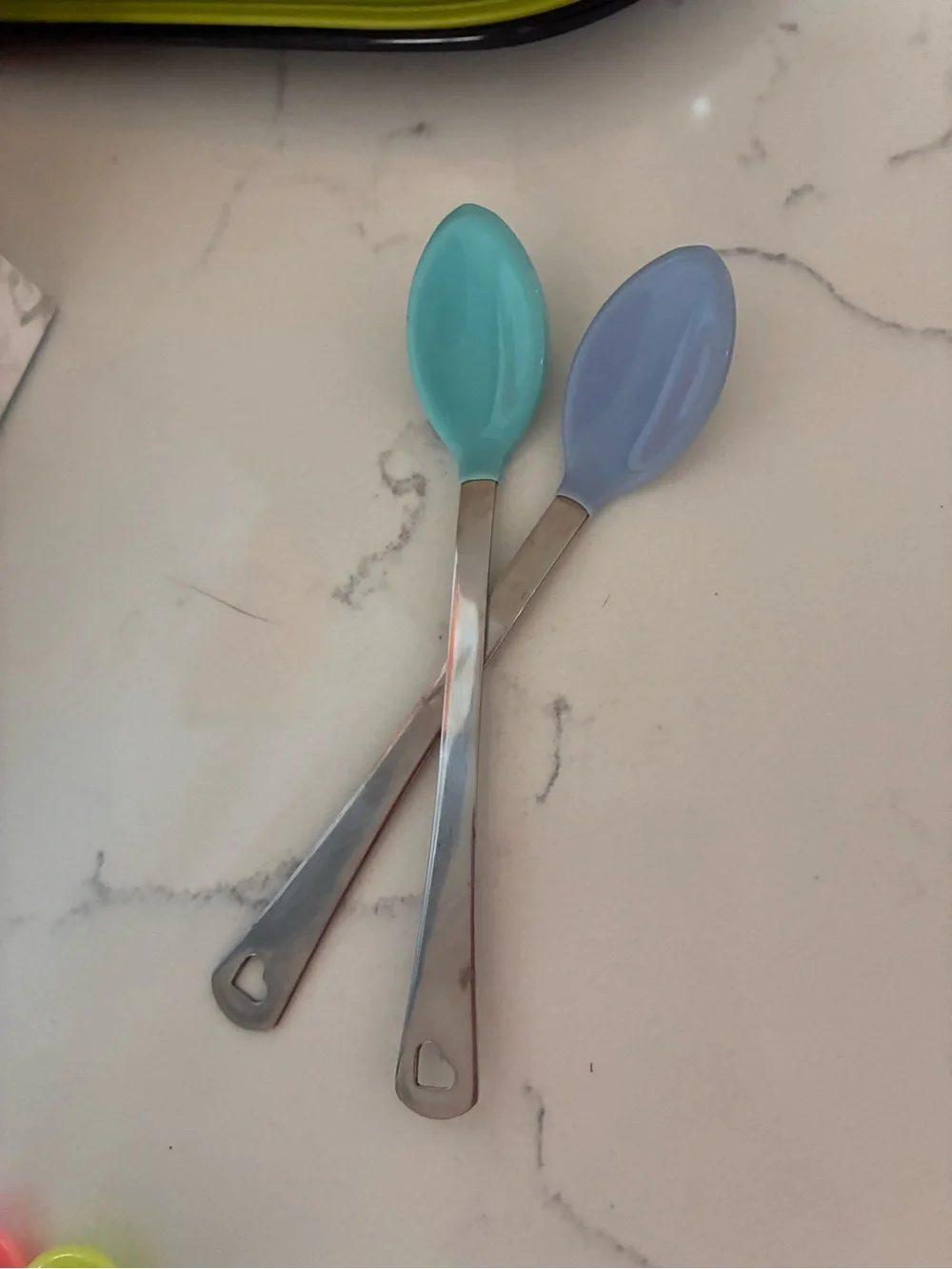 Munchkin Baby Feeding Spoons + Teal & Blue Stainless Spoons - Colorful Set